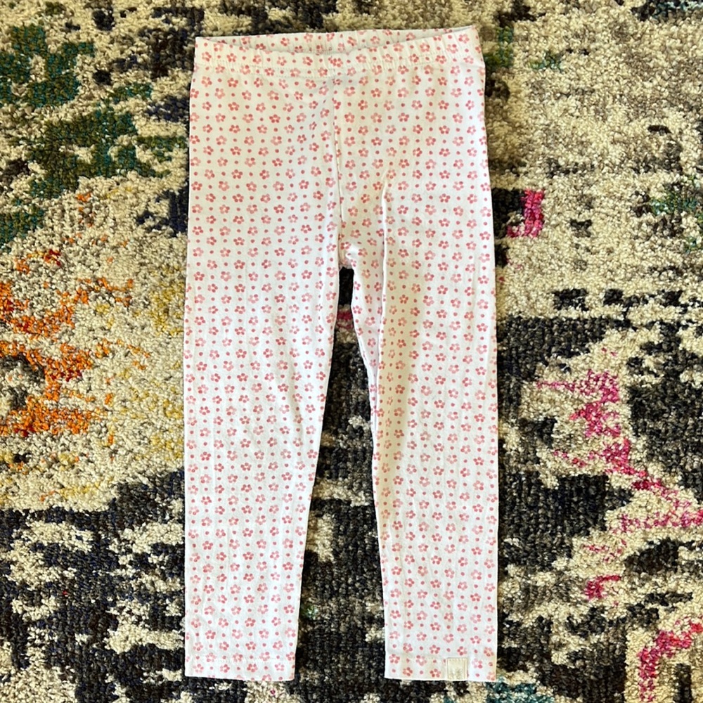 Burt’s Bees Kids Pink & White Floral Leggings Girls Sz 3T